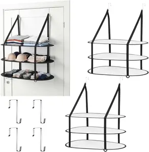 2 Pcs 3 Tier Folding Mesh Clothes Drying Rack, Over The Door Foldable Flat Dry Hanger for Sweater, Ideal for Apartments Dorms Bathrooms