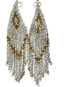 White Beaded Fringe Earrings - Lightweight Bold Statement Jewelry for EarringLovers BohoStyle TikTokShop