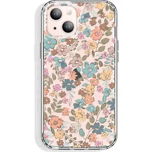 For iPhone 13 mini case clear 5.4 inch with pattern design, protective slim TPU cover + shockproof bumper for women and girls