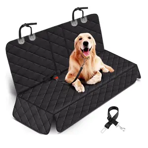 Dog Car Seat Cover Hammock – Waterproof Back Seat Protector with Mesh Window & Seat Belt