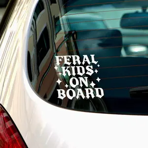 Feral Kids On Board Vinyl Car Window Decal - Trendy Sassy Car Sticker, Cute Women Car Decals