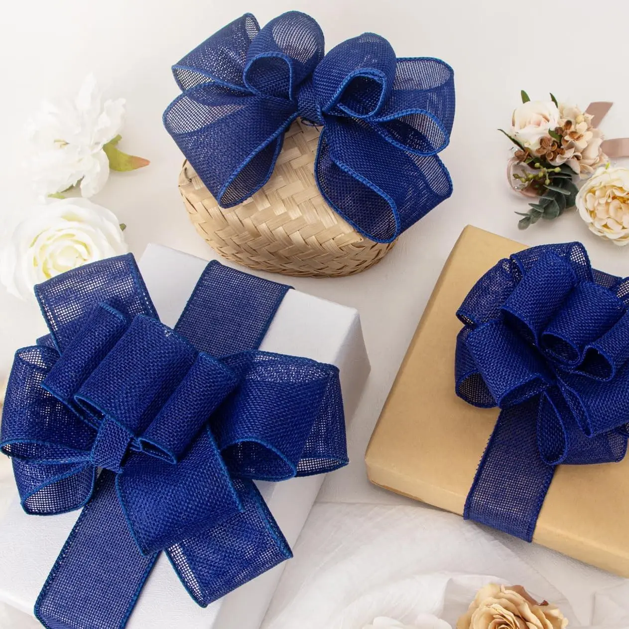 Wired Burlap Ribbon with Iron Wire Edge - 2.5 In Solid, 10 Yds/Roll Office Stationery Wrapping Supply, Durable, Rustic Look for Hand-Wrapped Gifts & Wrapping, Outdoor Decoration, Bow Gifts & Wrapping