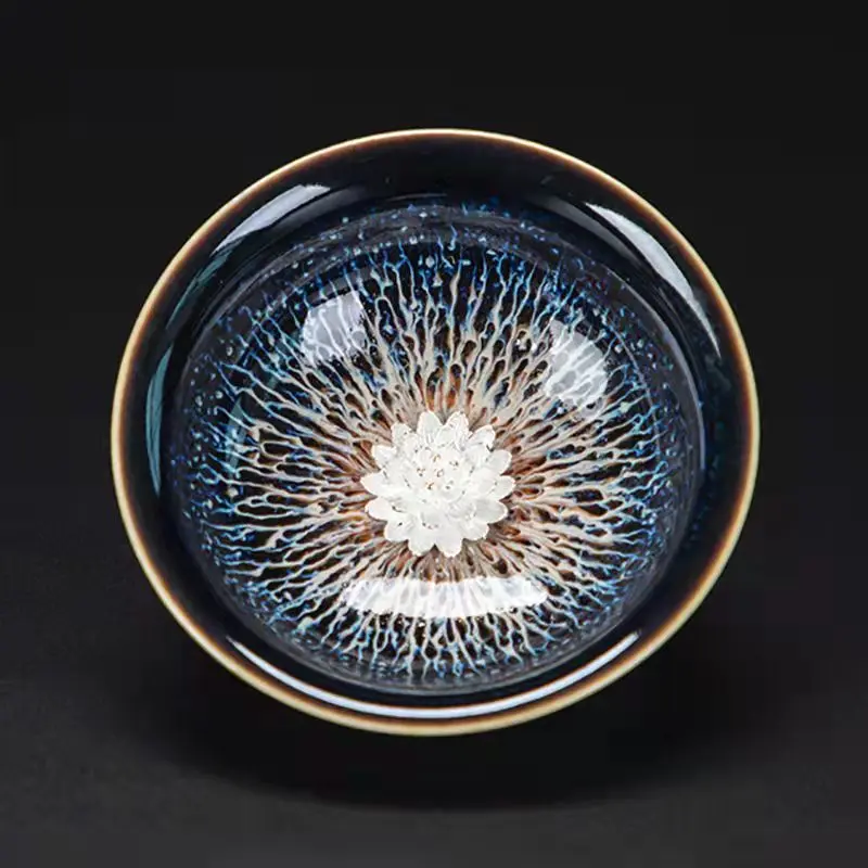 BEMY Van Gogh JianZhan Teacup Black Porcelain Aesthetic Porcelain Teacup （random pattern）