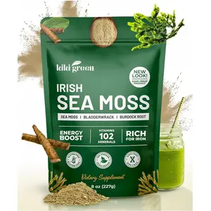 KIKI Green Wildcrafted Sea Moss Powder with Bladderwrack & Burdock Root – Immune Support & Multivitamin Supplement, Dr. Sebi Inspired Formula