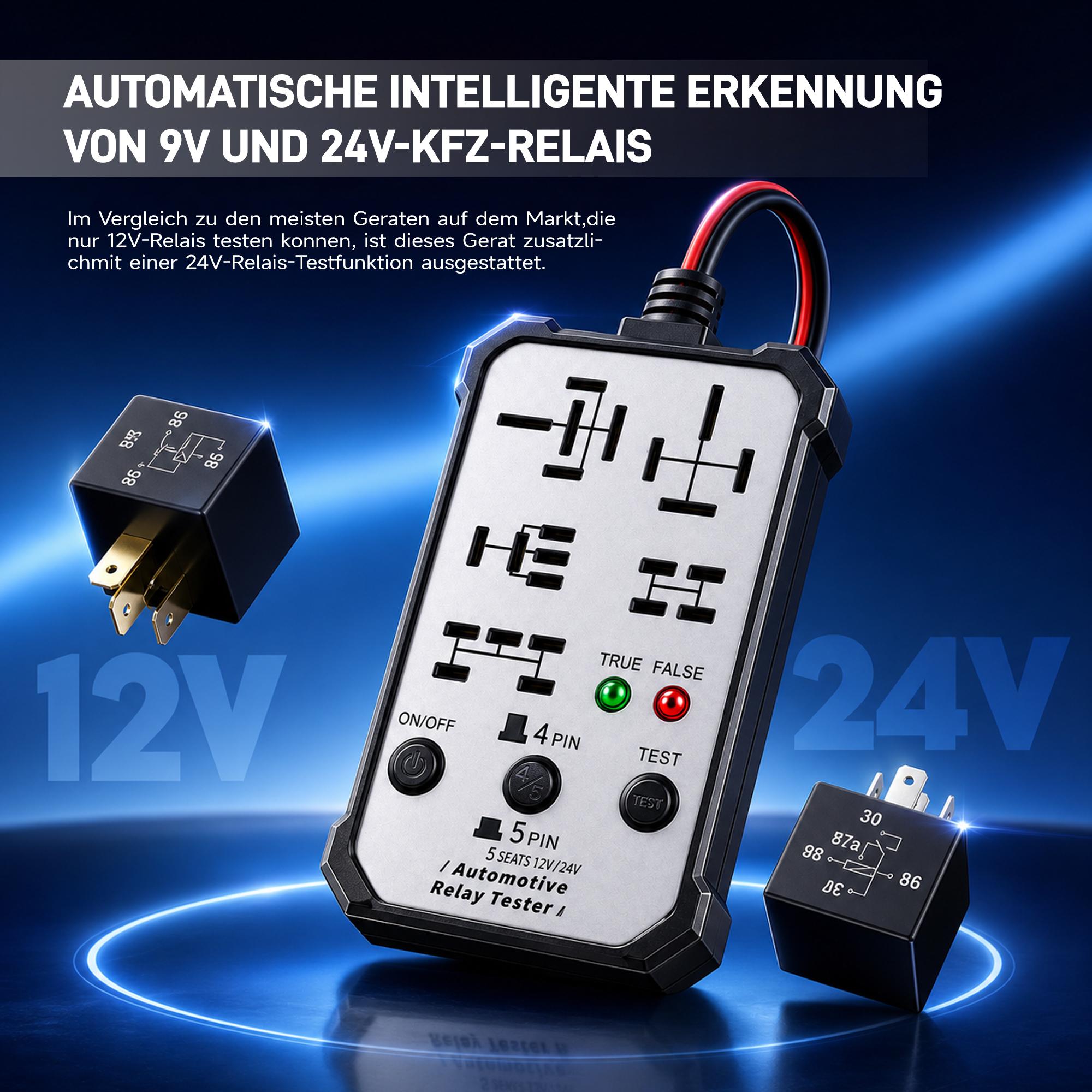 7-in-1 Universal Car Relay Tester for Mechanics, 12V/24V Compatibility Automotive Diagnostic Tool with LED Status Light, Fast Circuit Checker for Car Troubleshooting & Repair, Electronic Repair Tool