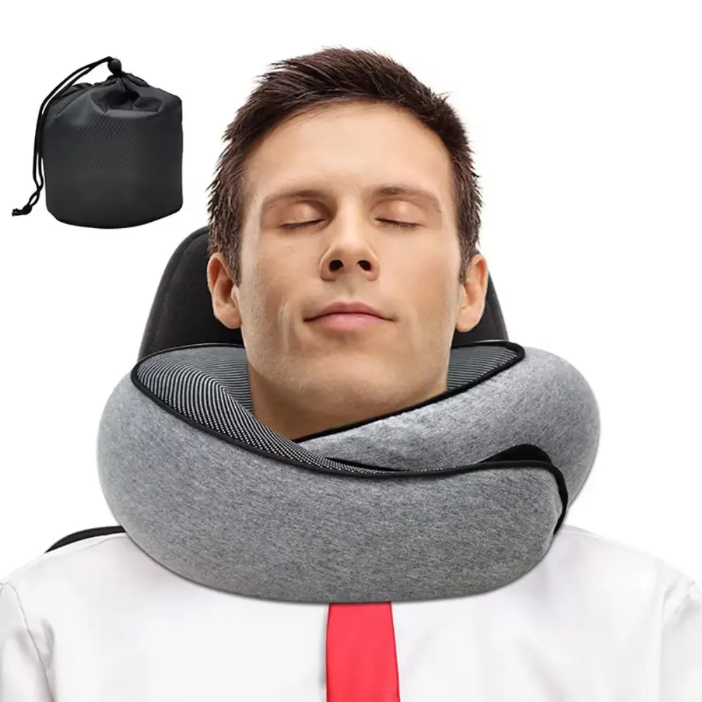 Solid Plush U-Shaped Neck Pillow - Portable Ergonomic Head & Neck Support for Unisex Airplane Travel, Office, and Travel Naps, Office Rest, Driving