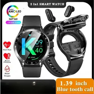 2-in-1 Smart Watch with Built-In Wireless Earbuds, 2 IN, IP67, Bluetooth Calling Smartwatch with Built-In Wireless Earbuds, Waterproof Touchscreen Wearable Activity Watch for Men Women, Sports Workouts Travel Daily Wear