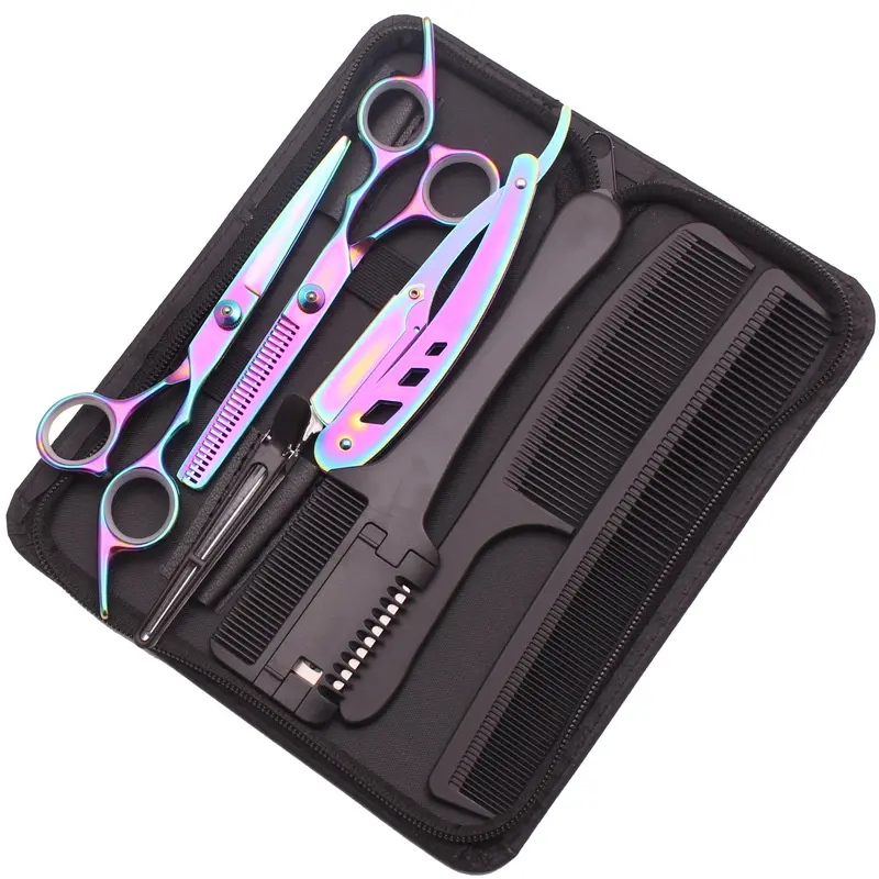Professional Hair Cutting Kit(1 Set), Hairdressing Scissors, Hairclip, Hair Styling Comb, Trimming Comb with Blade, Barber Shop Styling Tool, Haircut Kits, Hair Cutting Accessories, Barber Use Tools