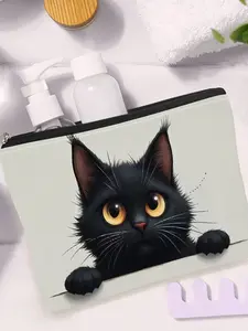 1PC cat Makeup Bag - Zipper Pouch, Lightweight & Foldable Travel Organizer with Double-Sided Design for Cosmetics, Cute Gift Idea, Compatible for Travel, Gym, Camping - Ideal Gift for & Women, Ideal for Spring and Summer Getaways3.27PYT-1