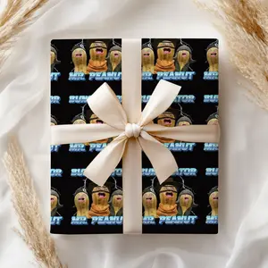 Bungulator Mr Peanut Wrapping Paper, Funny Goop Meme Gift Wrap, Burnt Peanut Character Humor Christmas Paper Roll