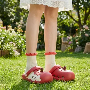 Cute Apple Design Clogs |   Women's Summer Beach Shoes EVA Anti-Slip Thick Sole Sandals |   Indoor Outdoor Comfortable Garden Rain Shoes with Arch Support
