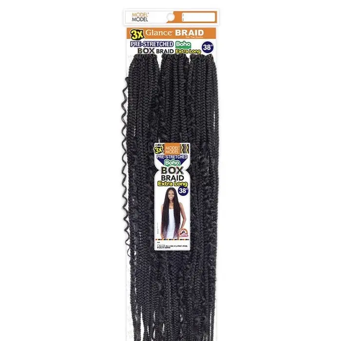 Model Model Glance Pre-Looped Crochet Braids - PRE-STRETCHED BOHO BOX BRAID 38" 3X