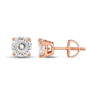 Moissanite Portuguese Cut Stud Earrings 925 Sterling Silver in Rose Gold