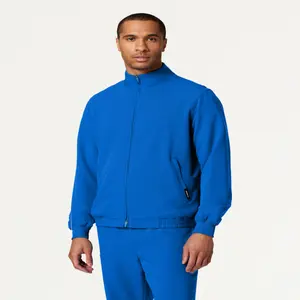 Wolfe Men’s 6-Pocket Scrub Jacket, UltraLAST 4-Way Stretch Fabric, Wrinkle-Resistant, Durable & Comfortable Medical Wear
