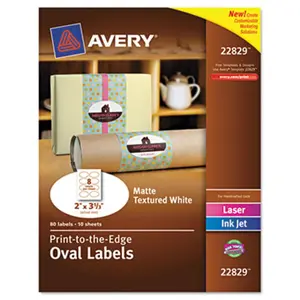 AVERY Laser Ready Easy Peel Oval Labels, 2x3.33 in, Matte Ivory, Permanent Glue, Vivid Print, 80-Pack, Permanentglue
