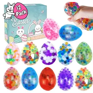 12 Pcs Easter Egg Stress Balls – Squishy Squeeze Balls for Adults & Kids, Easter Basket Stuffers, Egg Hunt Fillers, Party Favors & Classroom Prizes