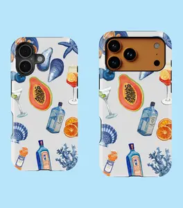 Coastal Cocktail Phone Case Tropical Fruit Shell Ocean Summer Pattern Cover | iPhone 17/16/15/14/13/12/11 Pro Max | Trendy Case