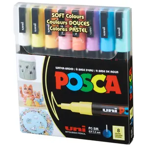 POSCA Paint Marker Set - PC-3M (Fine) Soft Colors Set of 8