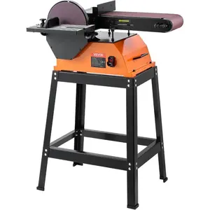 VEVOR Professional Belt Sander with Stand, 9 Disc 6x 48 Belt Sander Combo, 800W Sanding Machine with 0 - 45 Adjustable Worktable for Woodworking, Furniture Refinishing, Knife SharpeningVEVOR Super Brand Day