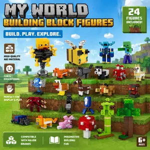 24-Pack Animal Building Blocks Party Favors Children's Toy Set - Ideal for Valentine's Day Classroom Gifts, Prizes, Goodie Bag Fillers, Kids' Valentine's Gift Exchange Activities (Suitable for Boys and Girls Ages 6+)