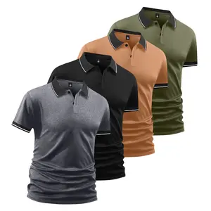 4 Pack Lightweight Short Sleeve Men's Summer Polo Shirt with Button Collar - Fashionable Casual Sports Travel Business Work Golf Fishing Camping Gift for Boyfriend or Husband Holiday Trendy Menswear
