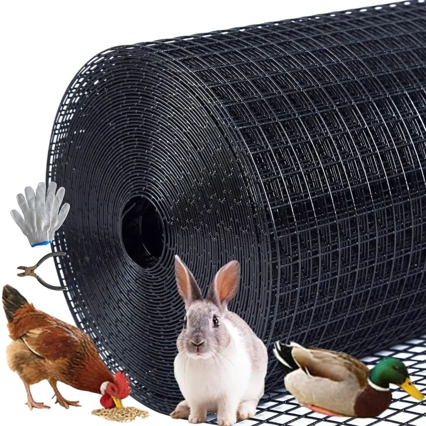 48in x 100ft Hardware Cloth,  1/2inch Galvanized Wire Mesh Roll, 19 Gauge Chicken Wire Fencing Roll  with Snips/Gloves, Vinyl Coating Metal Wire Mesh for Chicken Coop Barrier, Rabbit Snake Fences, Poultry  Enclosures