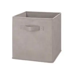 Whitmor Collapsible Cube Organizer Boxes - Cotton-Poly Blend, Cube-Shape, Cutout Handles, Natural Aesthetic, Latte Color Home Storage Organizer