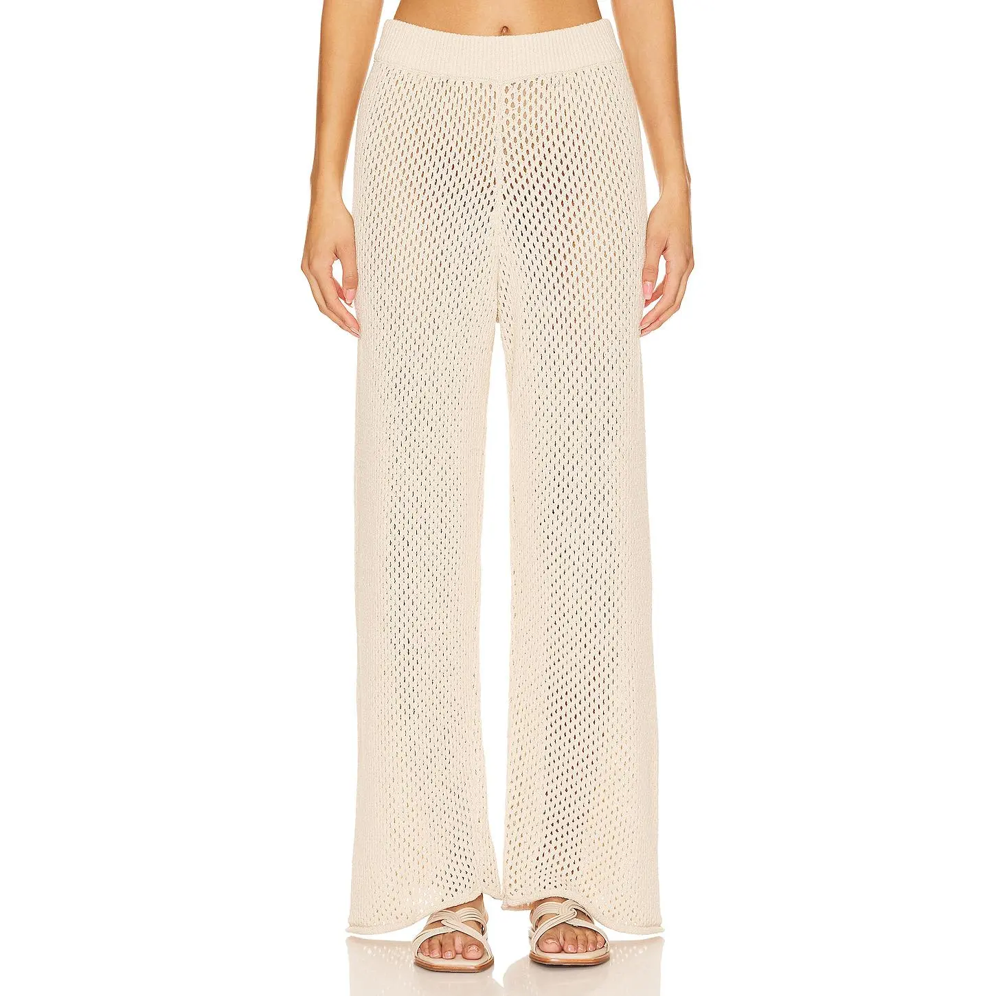 onia Crochet Wide Leg Pant in Sandshell