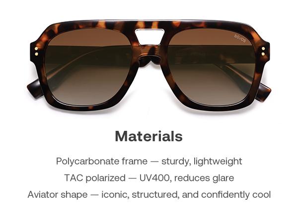 SOJOS Retro Thick Polarized Aviator Sunglasses for Women Bold Square Pilot Shades