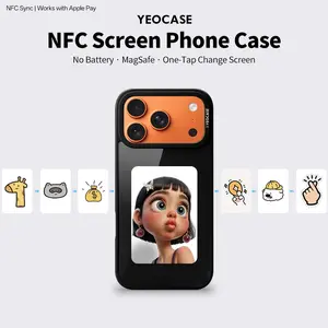 YEOCASE Smart E-Ink Phone Case for iPhone - NFC Instant Display, Ultra-Thin Customizable Cover for iPhone 15/16/17 Pro Max Series phone cases Shockproof Smartphone Custom, Magsafe Case with Lens Protector Protection Cellphone Casing