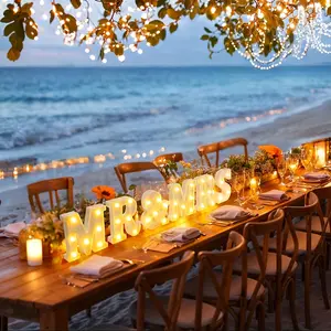 6 Alphabet Couple Wedding Sign Lights, led light monogram, romantic proposal wedding, sparkling freestanding sign light suitable for wedding anniversary celebration engagement party wedding table decoration, wedding lighting
