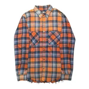 Amiri Faded Flannel Button Up Shirt Red Blue Plaid