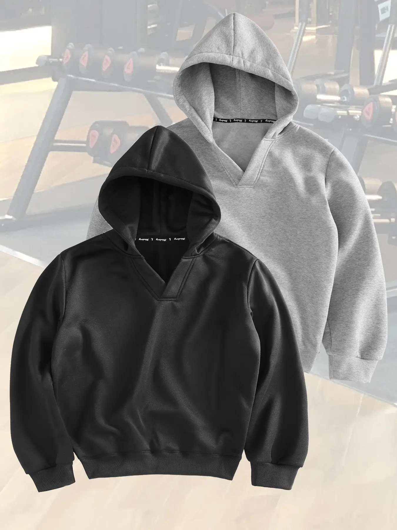 American basic solid-color hooded sweatshirt featuring an innovative V-shaped neckline design, crafted from fine fabric with meticulous edging—a understated, long-lasting style suitable for everyday outings, campus travel, and light athletic casual looks.