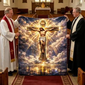 Jesus Pattern Soft Warm Blanket, Christian Faith Throw for Spiritual Comfort & Prayer, Inspirational Religious Blanket for Bed Sofa, Perfect Heartfelt Gift for Family & Church Members, Cozy All-Season Blanket with Sacred Jesus Design