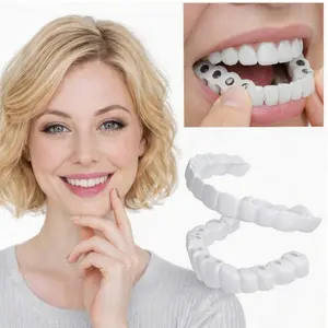 Instant Smile Comfort Fit Flex Teeth - Upper and Lower Matching Set, Bright White Shade! Fix Your Smile at Home Within Minutes!