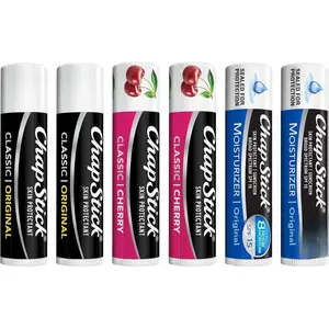 ChapStick Classic Lip Care Pack of 6 - Includes Original Moisturizer, Original & Classic Cherry - Cruelty Free Formula for Smooth Lips Daily Moisturizing with SPF Protection
