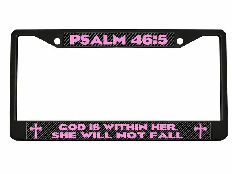 Psalm 46:5 god is within her she will not fall Style Metal License Plate Frame Personalized/Car Accessories Car Tag Holder Cover