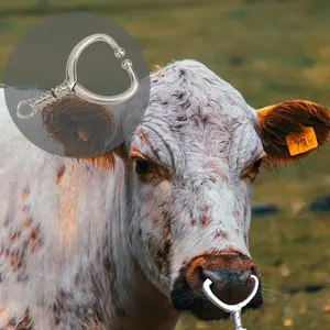 1pcs Stainless Steel Cattle Nose Pliers Spring-Loaded Livestock Traction Device, Durable Cattle Nose Ring Tool for Farms