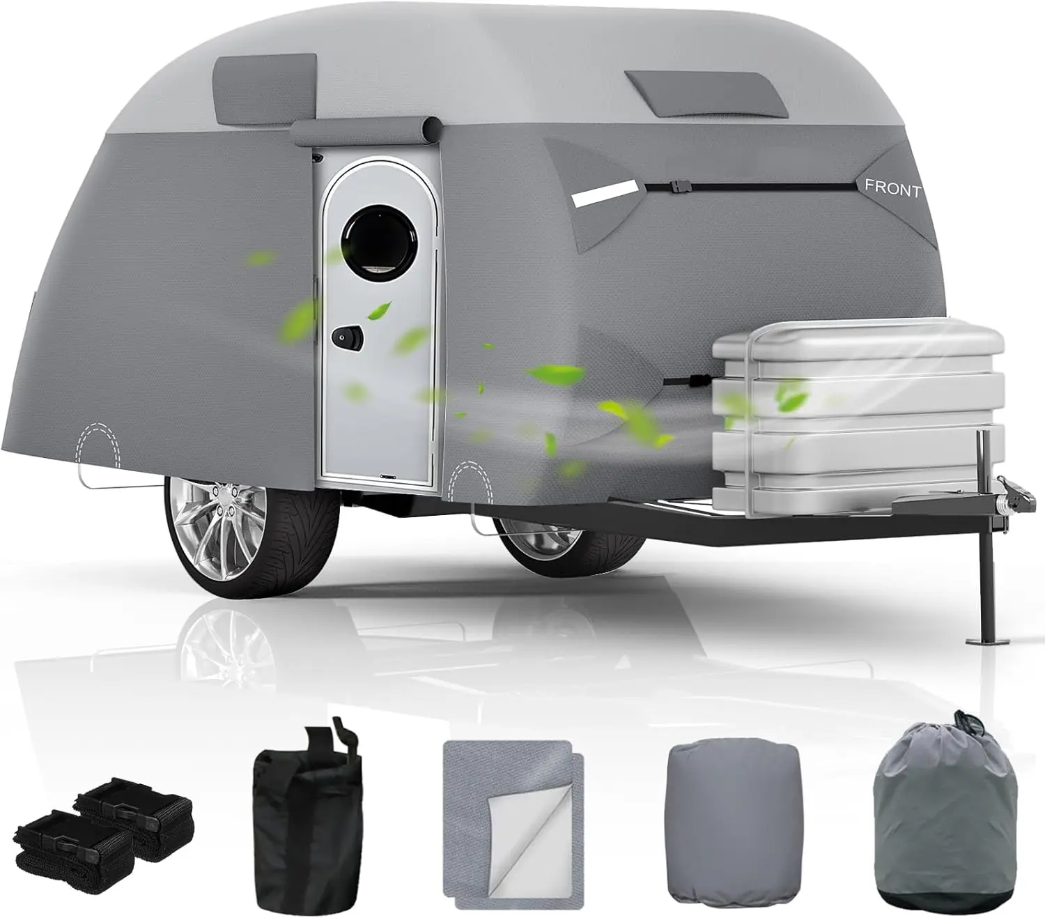 7-Layer Heavy Duty Teardrop Travel Trailer Cover, Waterproof & Anti-UV RV Cover with Windproof Straps, Compatible with R-Pod, Clamshell & Little Guy Trailers