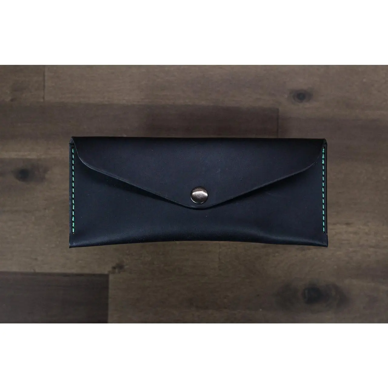 Leather Money Envelope - Black Minerva