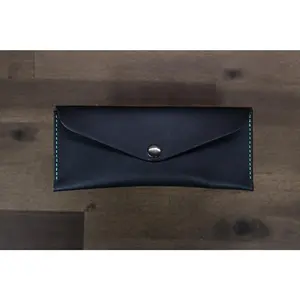 Leather Money Envelope - Black Minerva