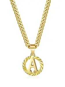 Initial Necklace, Letter Pendant Cuban Chain, A-Z Unisex Jewelry, Elegant Plain Design, All Seasons Fashion Accessory, Alphabet Necklace