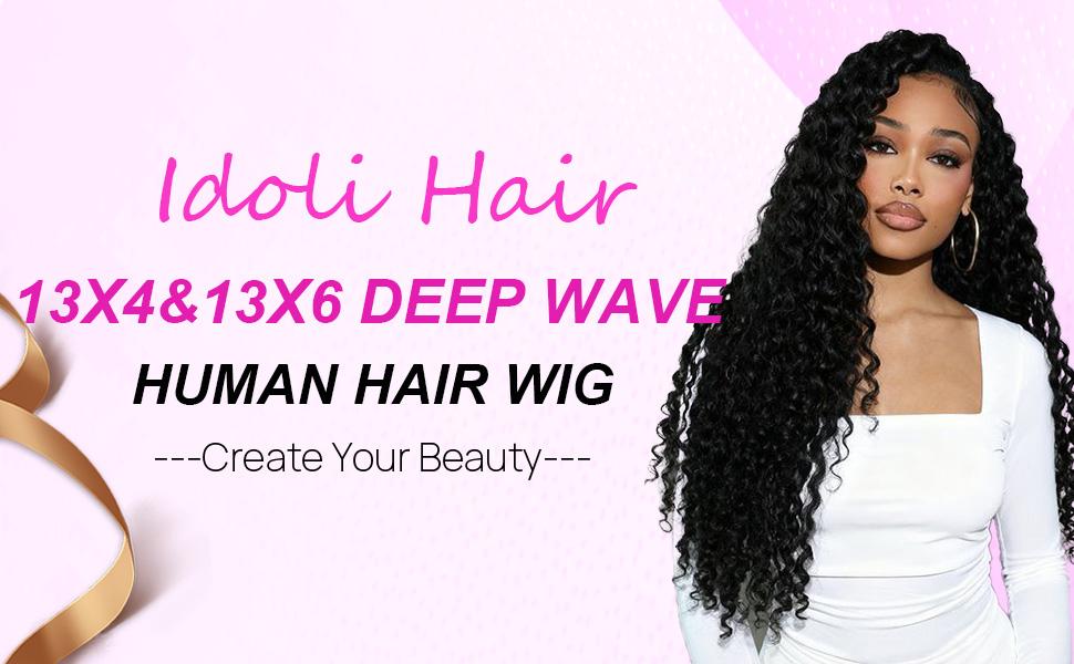 Idoli 30 Inch Deep Wave Human Hair Wig 13x4 13X6 HD Transparent Lace Front Wigs Pre Plucked with Baby Hair 36 Inch Curly Frontal Wigs for Women Human Hair