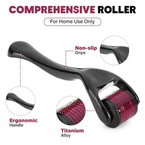 540 Titanium Purple Derma Roller for Smooth & Clear Skin - Lightweight Micro Needling Tool with Ergonomic Handle for Home Spa Treatment