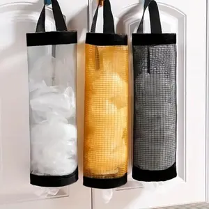 Foldable Breathable Washable Hanging Mesh Trash Bag, Kitchen Garbage Bag Storage Bag, Wall Mounted Practical Organizer Bag