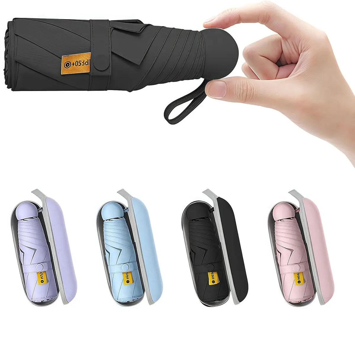 Compact Travel Umbrella -  Lightweight, UV Protection(UPF 50+), Windproof, Pocket Umbrella with Case Perfect for Purse or Bag Women Kids and Men