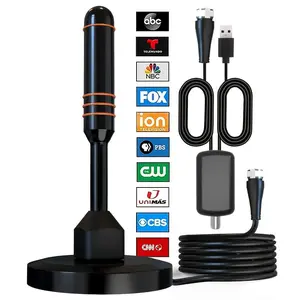 2025 Smart Indoor TV Antenna With Strong Magnetic Base, 360° Rotating Head For Long-Distance Reception, Installation For Easy Viewing Of Local Channels, Sleek Black Design, High-Quality HD Display, Perfect For Modern Living Rooms