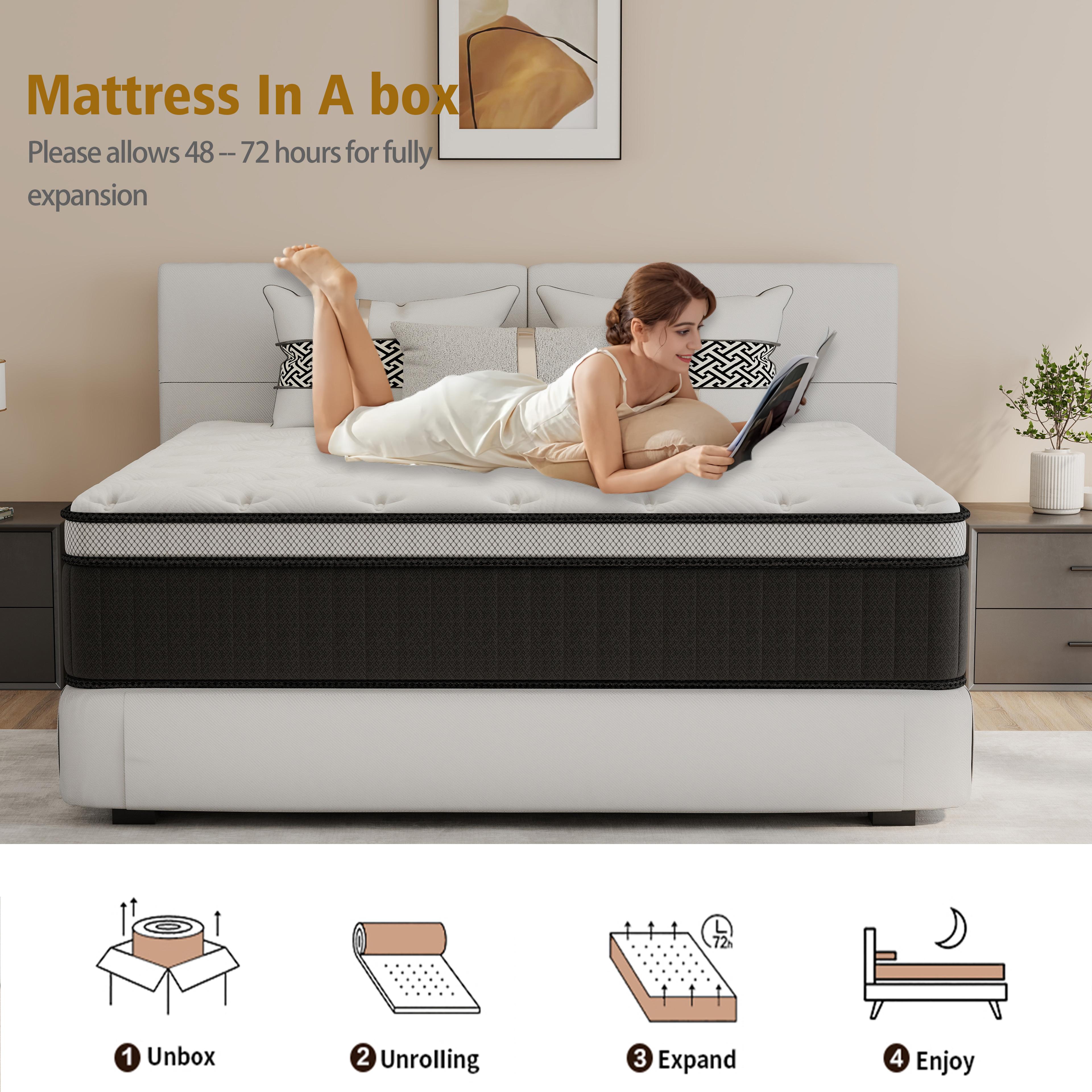 12/14 Inch Twin Full Queen King Hybrid Mattress Memory Foam & Innerspring Medium Firm Lumbar Support Ergonomic Design For Home Bedroom Hotel Modern Furniture