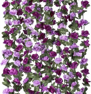 Artificial Rose Vines, 6.56ft Fake Flower Garland for Bedroom, Wedding Arch, Wall Hanging, Party Backdrop