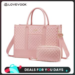 LOVEVOOK Laptop Canvas Tote Bags for Women,15.6-17.3 inch Laptop Zipper Work Bags with Clutch Purse,Shoulder Bag with Adjustable Straps & 2 Cup Holders, Women Briefcase for Travel,Teacher,Doctor, Nurse,DealsForYouDays